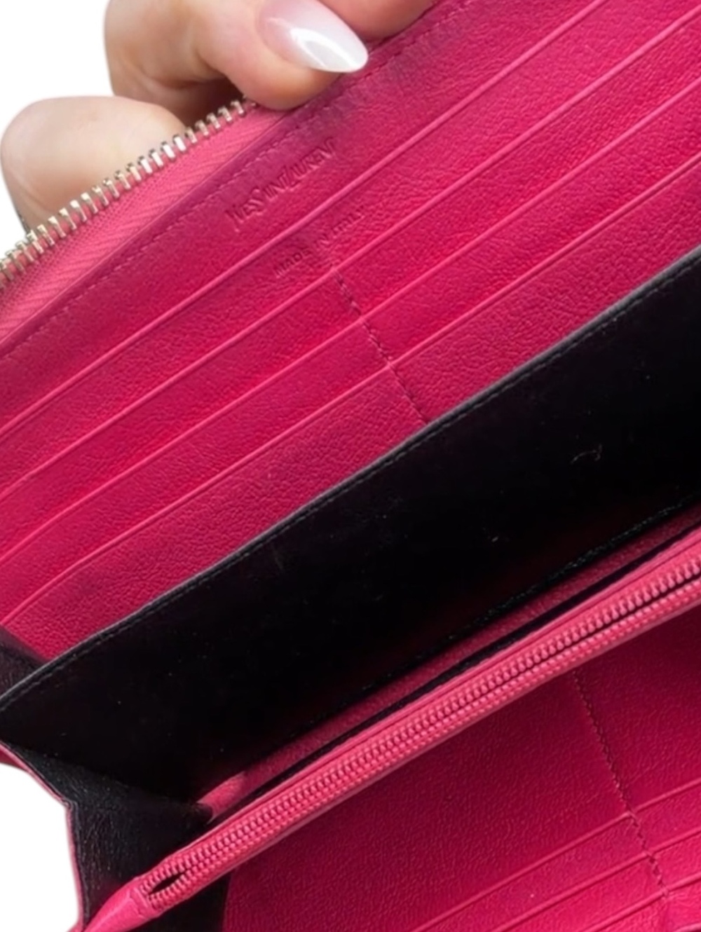 Saint Laurent Pink Leather Zip-Around Wallet - Picture 8 of 11